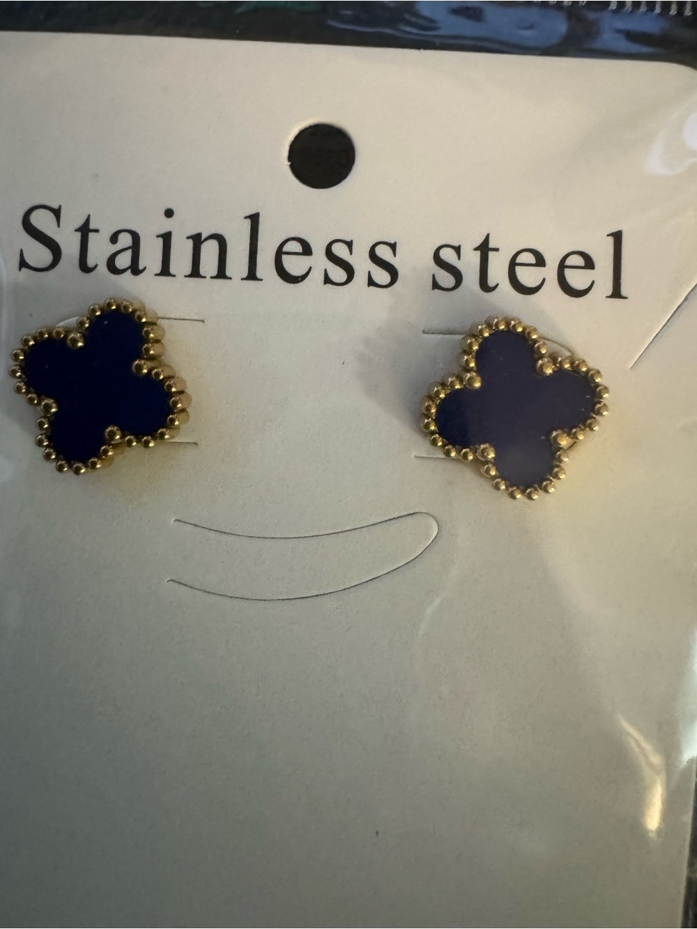 Dark Blue Clover 3 piece set Jewelry Necklace bracelet Clover Pendant earrings